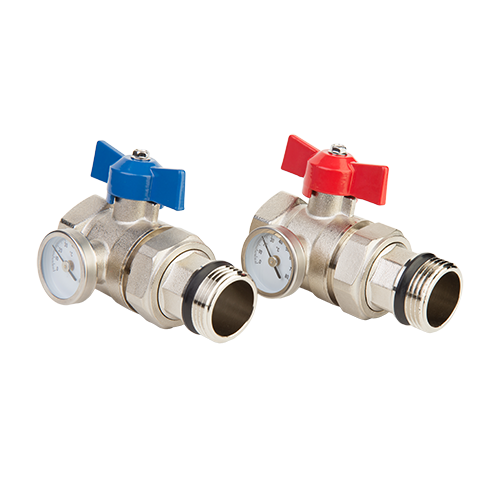 Шаровые краны с термометром для коллектора (комплект 2 штуки) 1" MC.312.06