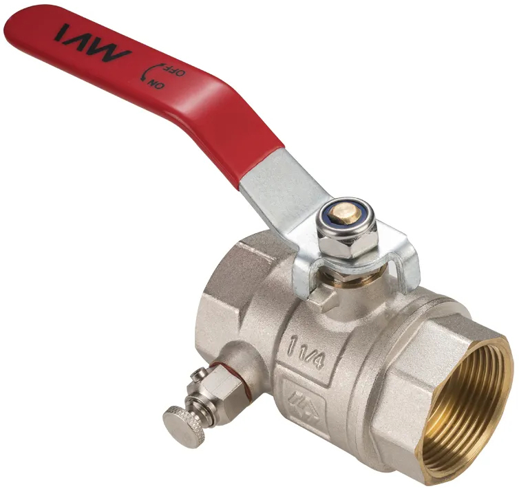 Кран шаровый ду 25 латунный с дренажём и воздухоотводчиком, PN 25 MVI BV.630.06