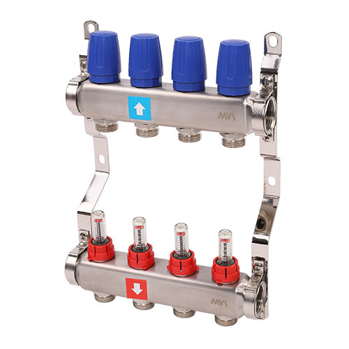 Коллектор 1" х 3/4"ЕК на 4 выхода с расходомерами MVI MS.504.06