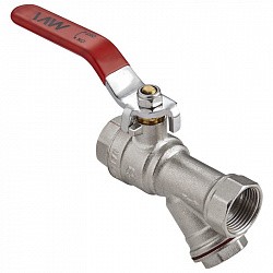 Кран шаровый ду 20 латунный полнопроходной с фильтром, рычаг, PN 25 MVI BV.631.05