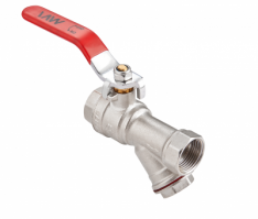 Кран шаровый ду 15 латунный полнопроходной с фильтром, рычаг, PN 25 MVI BV.831.04